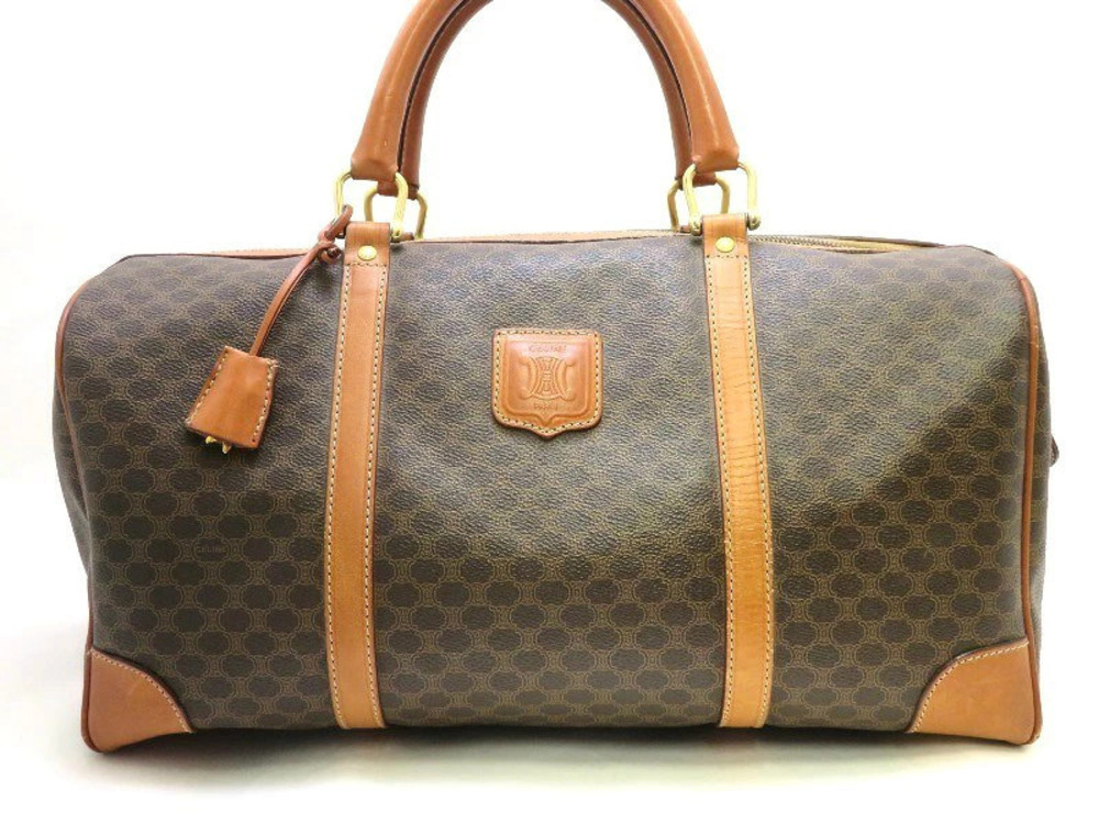 Celine Macadam Boston Bag Brown Calfskin